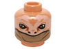 Minifigure, Head Alien with SW Large Black Eyes and Nostrils and Olive Green Lower Face Veil Pattern
