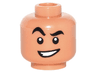 Minifigure, Head Black Thick Eyebrows, Raised Right Eyebrow, Lopsided Open Mouth Smile with Teeth Pattern
