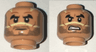 Minifigure, Head Dual Sided Beard Stubble, Black Thick Eyebrows, Neutral / Bared Teeth Angry Pattern (SW Quinlan Vos)
