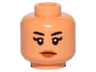Minifigure, Head Female Black Eyebrows, Eyelashes, Peach Lips Pattern (SW Kordi)