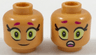 Minifigure, Head Dual Sided Alien Female Magenta Eyebrows, Large Eyes, Smile / Scared Pattern