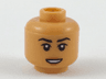 Minifigure, Head Female Black Eyebrows, Dark Orange Lips, Open Mouth Smile with Teeth Pattern
