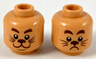 Minifigure, Head Dual Sided Reddish Brown Eyebrows, Dark Brown Nose and Whiskers, Smiling / Scared Pattern
