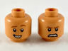 Minifigure, Head Dual Sided Dark Orange Eyebrows and Chin Contour, Smile / Fierce Pattern