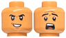Minifigure, Head Dual Sided Black Eyebrows, Dark Orange Furrows, Evil Smile / Scared Pattern