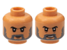 Minifigure, Head Dual Sided Black Eyebrows, Dark Bluish Gray Beard, Neutral / Sneer with Teeth Pattern