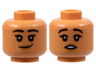 Minifigure, Head Dual Sided Female, Black Eyebrows, Medium Nougat Lips, Lopsided Grin / Surprised with Open Mouth Pattern