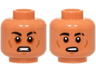Minifigure, Head Dual Sided Black Eyebrows, Scar, Dark Orange Eye Shadow, Cheek Lines and Chin Dimple, Scared Open Mouth with Teeth / Surprised Pattern