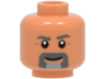 Minifigure, Head Dark Bluish Gray Eyebrows and Beard, Light Bluish Gray Goatee, Medium Nougat Dimples, Grin Pattern