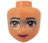 Mini Doll, Head Friends with Medium Nougat Eyes, Metallic Light Blue Glasses, Magenta Lips, and Closed Mouth Pattern