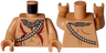 Torso with Dark Red and Medium Nougat Lines, White Necklace and Shoulder Belt Pattern / Nougat Arms / Nougat Hands