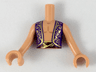 Torso Mini Doll Boy Dark Purple Vest with Gold Filigree, Dark Red Sash Pattern, Nougat Arms with Hands