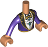 Torso Mini Doll Boy Dark Purple Suit Jacket with Gold Bow Tie and Filigree Pattern, Nougat Arms with Hands with Dark Purple Long Sleeves