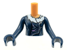 Torso Mini Doll Girl Dark Blue Coat, White Fur Collar, Silver and Dark Pink Trim Pattern, Dark Blue Arms with Hands
