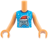 Torso Mini Doll Girl Dark Azure Sleeveless Top with Dark Blue Collar, White Snowflakes, Metallic Light Blue Game Controller with Santa Hat Pattern, Nougat Arms with Hands