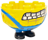 Lower Body, Rounded, Extra Wide and Short, Short Legs with Molded Black Shoes and Blue Overalls and Printed Black Mouth with White and Light Bluish Gray Teeth, Buttons, and Pocket with Minions Letter M Logo Pattern