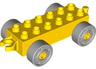 Duplo Car Base 2 x 6 with Open Hitch End and Light Bluish Gray Wheels with Fake Bolts