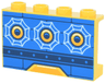 Panel 1 x 4 x 2 with Side Supports - Hollow Studs with Round Window Portals and White Spider Webs on Blue and Dark Blue Ship Panel Pattern