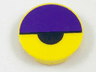 Tile, Round 2 x 2 with Bottom Stud Holder with Dark Purple Large Semicircle and Black Small Semicircle Pattern (Octi Eye)