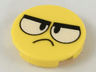Tile, Round 2 x 2 with Bottom Stud Holder with Large White Angry Eyes and Frown Pattern