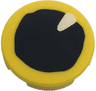 Tile, Round 2 x 2 with Bottom Stud Holder with Eye with Black Pupil and White Teardrop Shaped Glint Pattern