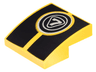 Slope, Curved 2 x 2 x 2/3 with Silver '7' in Circles over Black Stripes Pattern