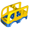 Duplo Car Body Bus Small, 2 Studs on Top with Blue Floor and Wheel Wells, Headlights and Grille Pattern