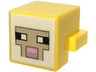Creature Head Pixelated with Black and White Eyes, Bright Pink Nose, Tan Face with Dark Tan Outline on White Background Pattern (Minecraft Sheep)