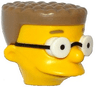 Minifigure, Head, Modified Simpsons Waylon Smithers with Glasses and Dark Tan Hair Pattern