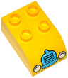 Duplo, Brick 2 x 3 Slope Curved with White Headlights and Medium Azure Bunny Grille Pattern