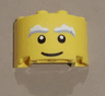 Cylinder Half 2 x 4 x 2 with 1 x 2 Cutout with White Eyebrows, Black Eyes and Smile Pattern (Santa Face)