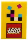 Tile 2 x 3 with Magenta, Medium Azure, Black and White Squares, LEGO Logo Pattern