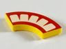 Tile, Round Corner 2 x 2 Macaroni with Red Mouth with 5 White Teeth Pattern