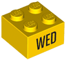Brick 2 x 2 with Black 'WED' Pattern