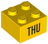 Brick 2 x 2 with Black 'THU' Pattern