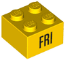 Brick 2 x 2 with Black 'FRI' Pattern
