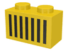 Brick 1 x 2 with Black Grille with 7 Vertical Lines Pattern