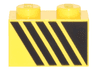 Brick 1 x 2 with Black Triangle and 4 Stripes Pattern Model Left Side