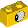 Brick 1 x 2 with Black and White Eye Looking to Side Pattern