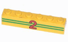 Brick 1 x 6 with Red Number 2 on Green Stripes Pattern