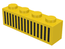 Brick 1 x 4 with Black Grille with 15 Vertical Lines Pattern