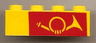 Brick 1 x 4 with Mail Horn on Red Background Pattern Model Right Side