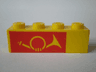Brick 1 x 4 with Mail Horn on Red Background Pattern Model Left Side