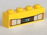 Brick 1 x 4 with Silver Car Headlights, Orange Signal Lights, Black Grille with Blue Oval Pattern