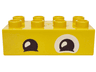 Duplo, Brick 2 x 4 with Dark Brown Eyes, Lower Eyelids and White Patch Pattern