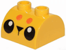 Slope, Curved 2 x 2 Double with 2 Hollow Studs with Black Eyes, Triangle Nose and 2 Orange Dots Pattern