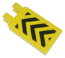 Tile, Modified 2 x 3 with 2 Clips Angled with Black and Yellow Danger Chevrons Pattern