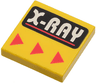 Tile 2 x 2 with White 'X-RAY' and Red Line on Black Rounded Rectangle, Red Triangles Pattern