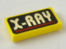 Tile 1 x 2 with White 'X-RAY' and Red Line on Black Background Pattern