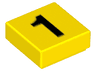 Tile 1 x 1 with Black Number 1 Pattern